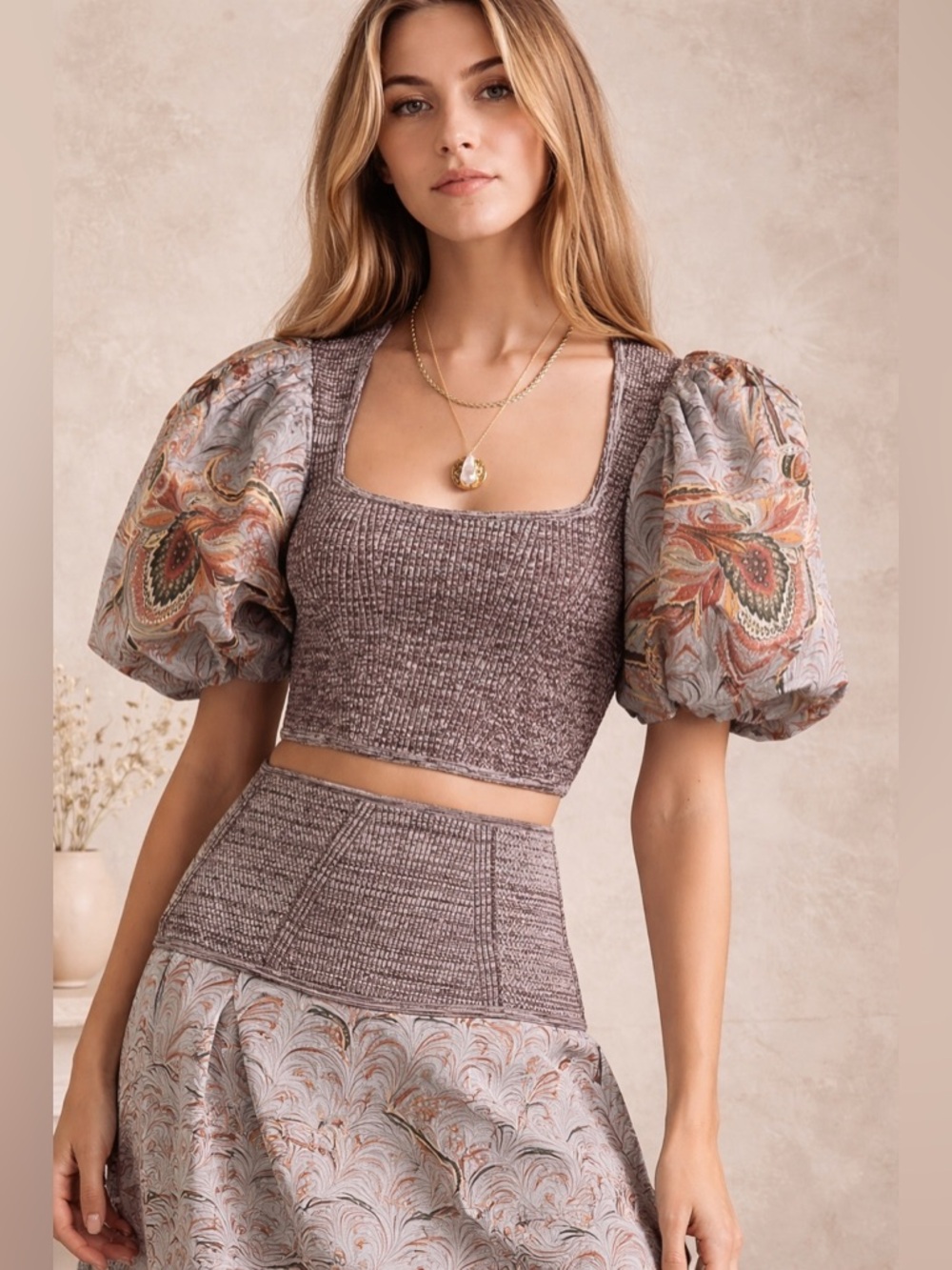 Ulla Johnson Iva Puff Sleeve Crop Top Chalcedony Size 12 Runway NWT